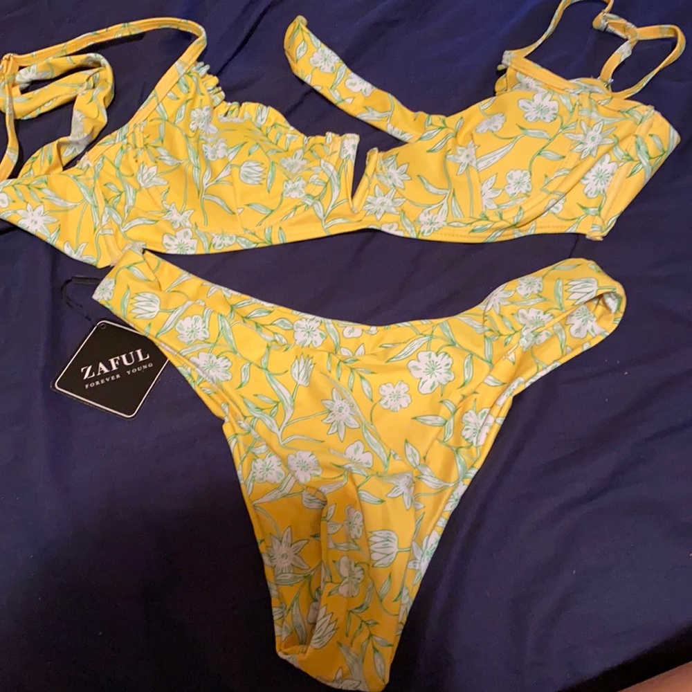 Yellow and green floral Zaful bikini